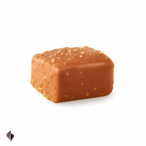 Choco Mousse Cube Banana Milk – βελγικό σοκολατάκι γάλακτος με αφράτη γέμιση μπανάνας και διακόσμηση κίτρινης ζάχαρης