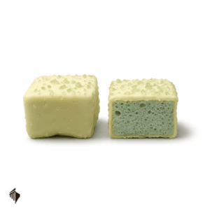Εσωτερικό Choco Mousse Cube Pistachio White – αφράτη γέμιση φιστικιού μέσα σε λευκή σοκολάτα
