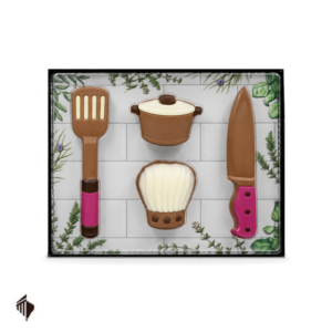 Σοκολατένιο σετ μαγειρικής Cooking Set Gift Box 125g της Weibler σε συσκευασία δώρου