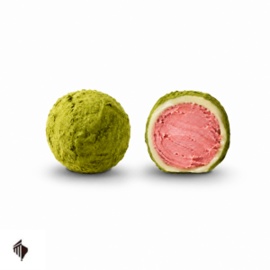 Βελγικές τρούφες Matcha Strawberry με λευκή σοκολάτα, matcha και κρέμα φράουλας